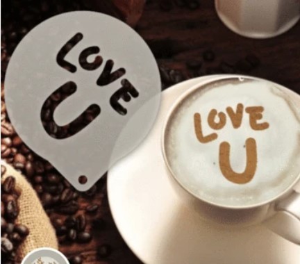 Šablona na zdobení kávy - LoveU Stencil - Kliknutím na obrázek zavřete